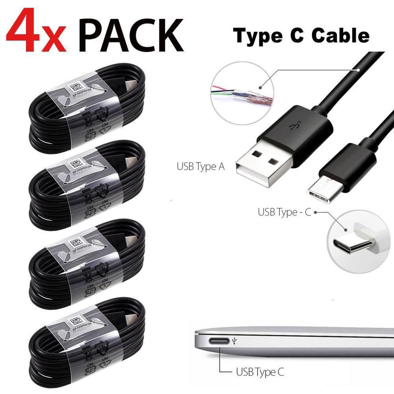 USB Type-C adat,- és töltőkábel 1m Fekete (4 darab)