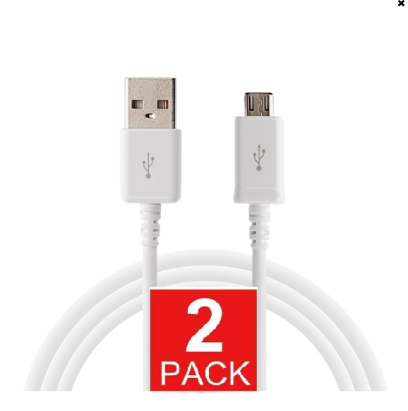 Micro USB adat,- és töltőkábel 1m Fehér (2 darab)
